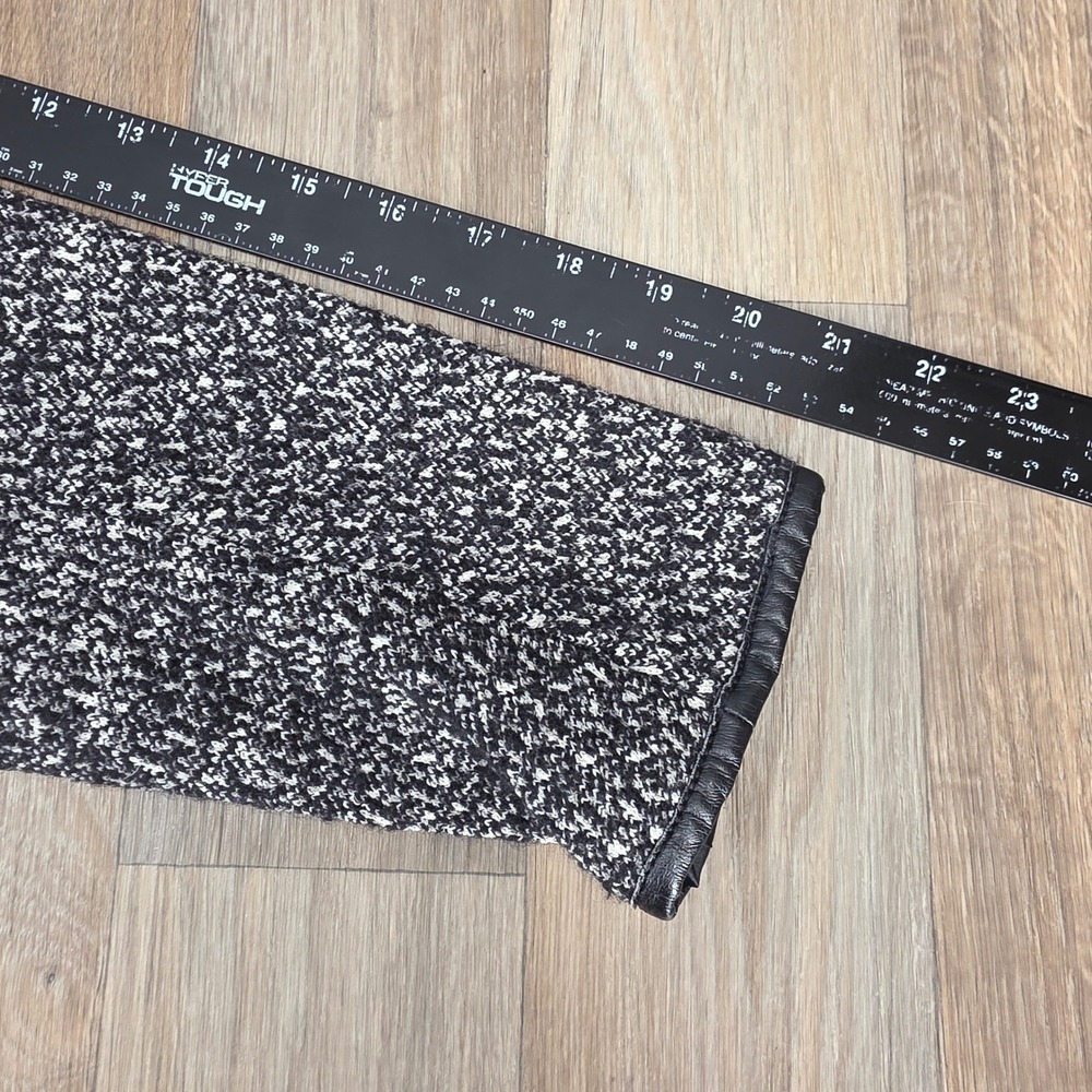 Sandro Tweed Jacket Black White Leather Trim Blazer Women‎ Size 36 - Picture 8 of 11